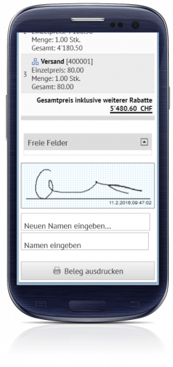 SelectLine Mobile Unterschrift Auftrag