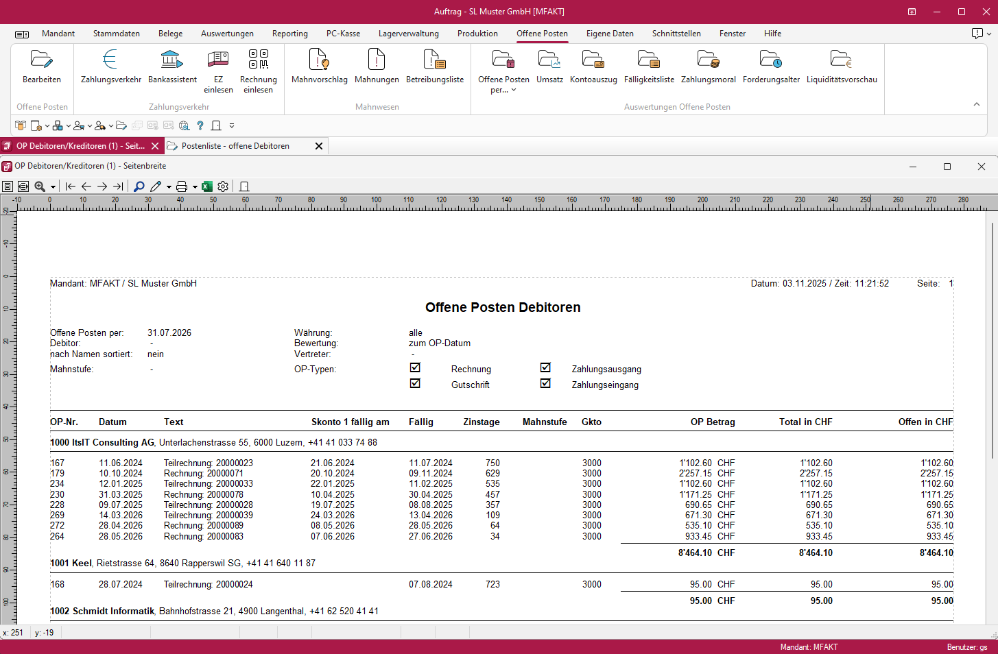 Viele Auswertungen und Listen