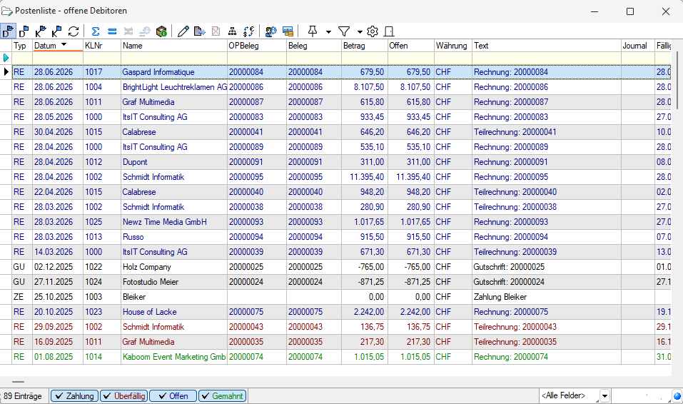 Offene Posten Debitoren Kreditoren Buchhaltung Fibu
